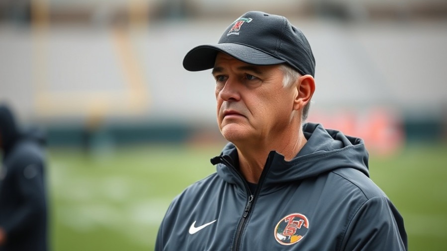 Determined coach on outdoor field, representing coaching changes in college football.