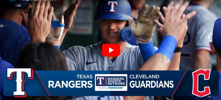 Rangers vs Guardians game recap: Texas Rangers player celebrating in dugout.