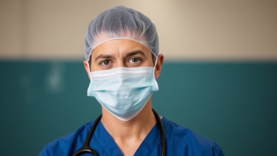 Doctor in scrubs advocating for military healthcare reforms and patient safety.