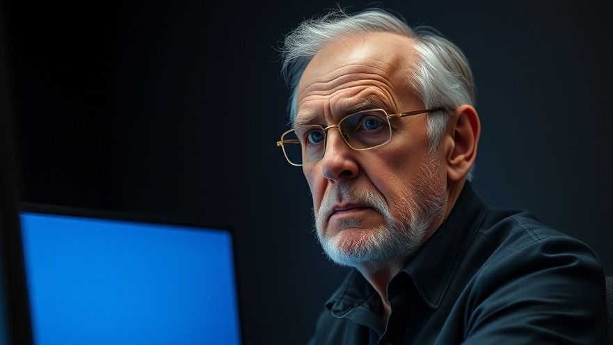 Elderly man contemplating sleep hygiene tips for seniors in a dim studio.