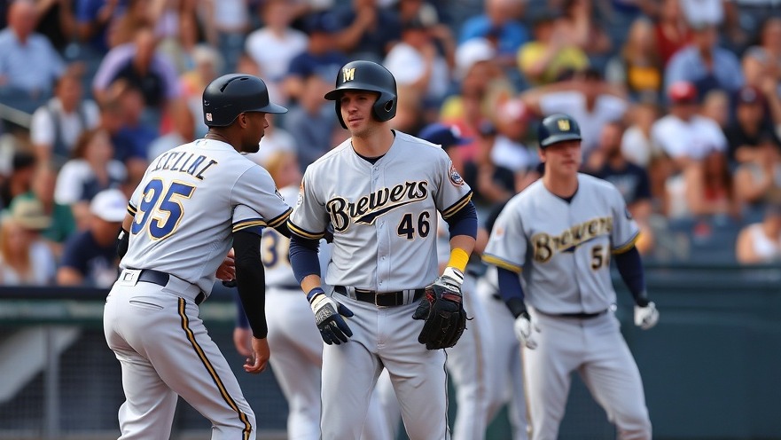 Milwaukee Brewers players celebrating a victory in Major League Baseball highlights.