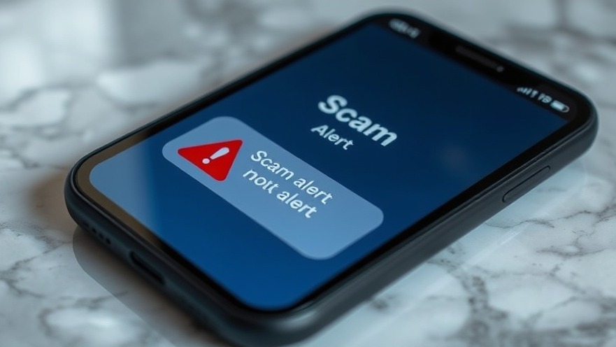 Close-up of smartphone showing 'scam alert' message, highlighting AI scams detection.