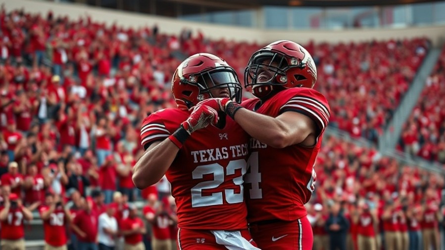 Texas Tech players celebrate a big play, reflecting college football spirit and rankings.