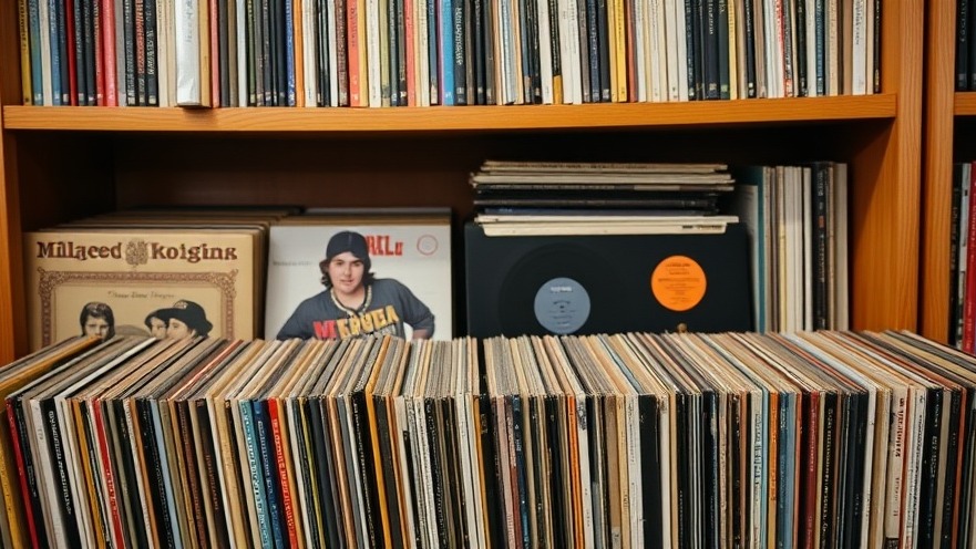 A collection of vinyl records showcasing the vinyl revival music culture in Houston.
