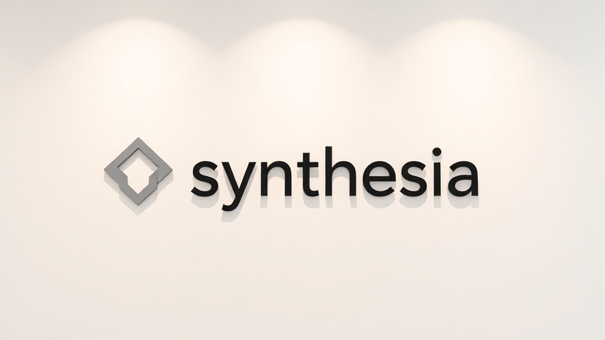 Minimalistic logo 'synthesia' representing AI communication tools in business.