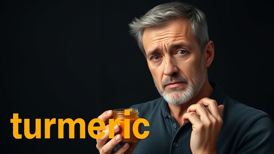 Middle-aged man holding turmeric, exploring natural health tips.