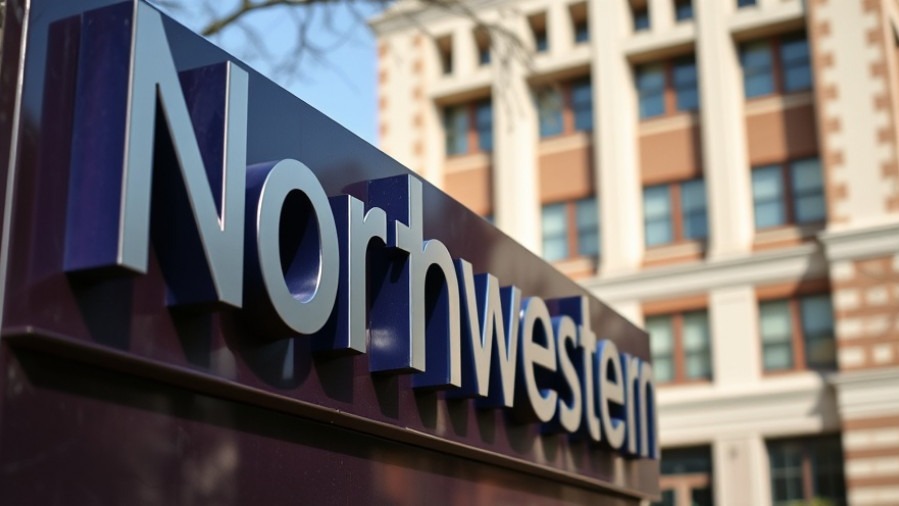 Detailed view of Northwestern University sign highlighting higher education compliance.