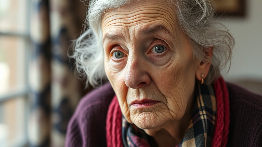 Confused older woman representing mental health challenges in Austin health and wellness.