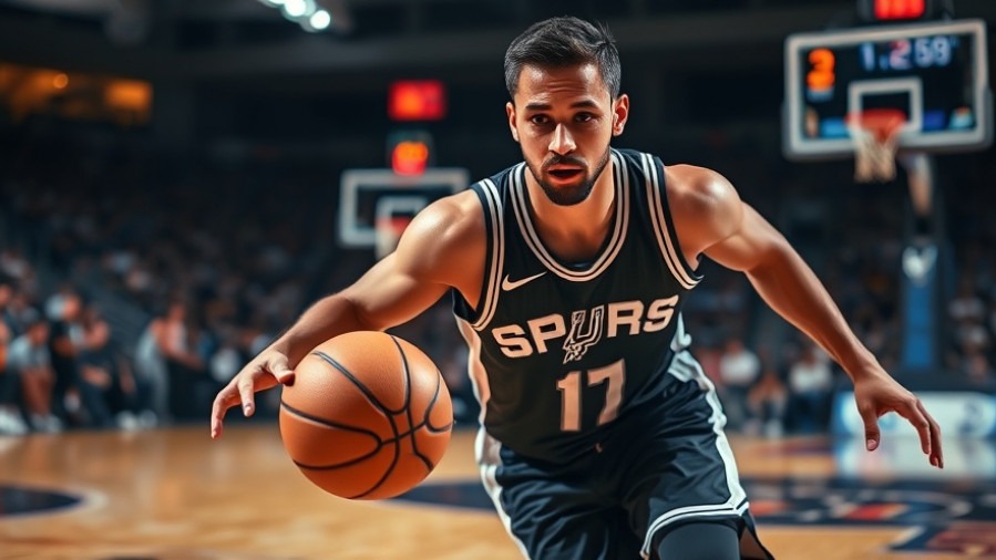 Focused SPURS player showcasing sports mentality and adaptability in teams on the court.