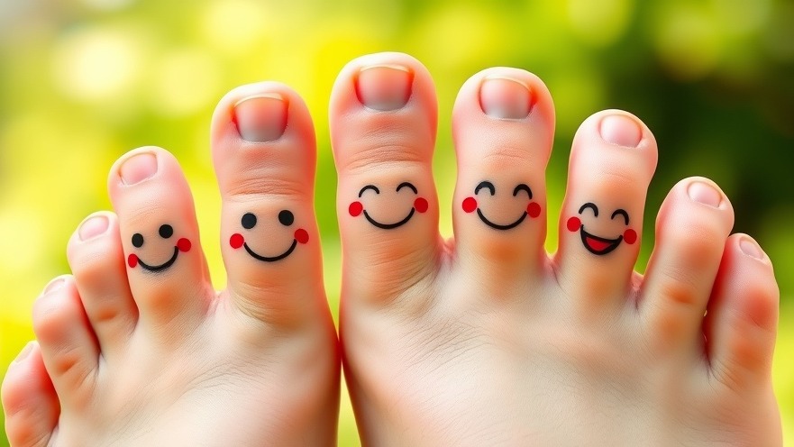 Cheerful cartoon toes promote natural health tips in a playful outdoor scene.