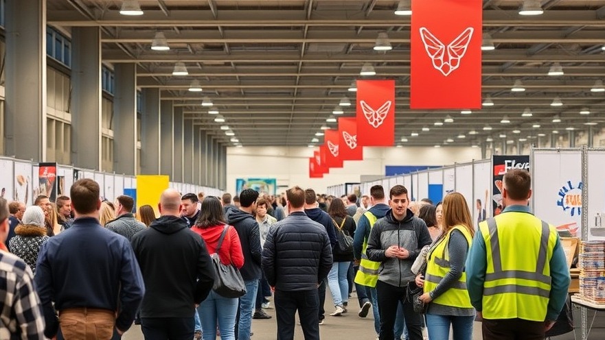 Veteran employment opportunities at a job fair in Arlington, Texas, with attendees in line.