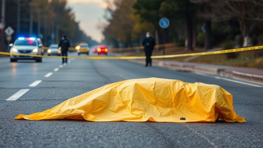 Austin traffic alerts: police scene with yellow tarp covering body on road.