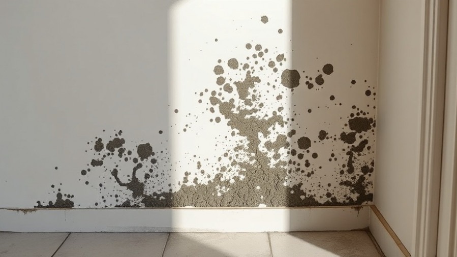 Mold health crisis after natural disasters depicted by mold growth on wall.