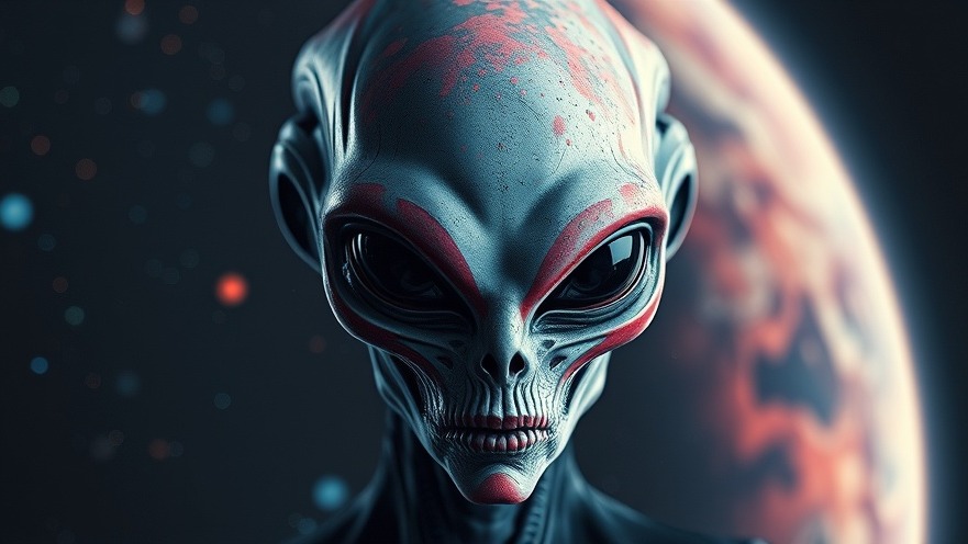 Close-up of a space alien's head, exploring Steven Spielberg's aliens in film.