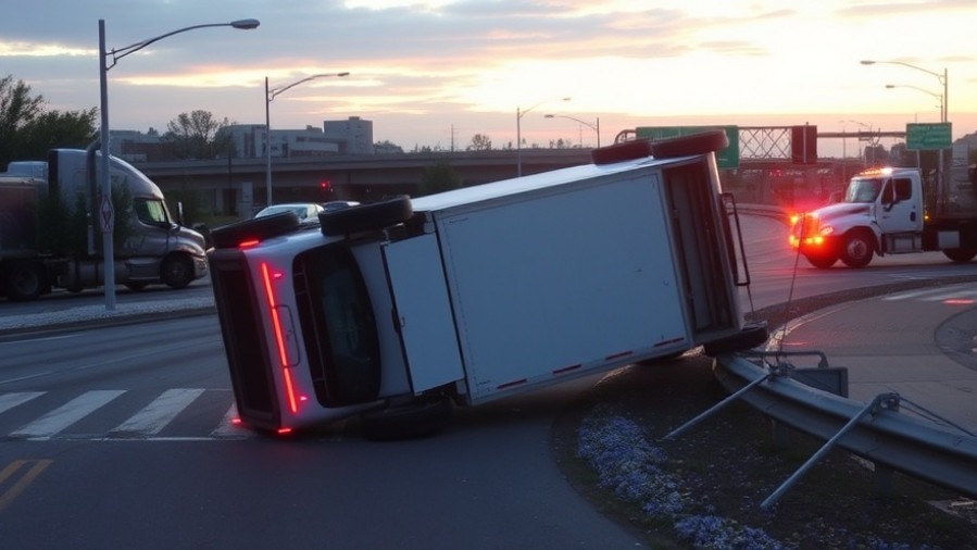 Overturned 18-wheeler on sharp bend downtown, featured in San Antonio local news.