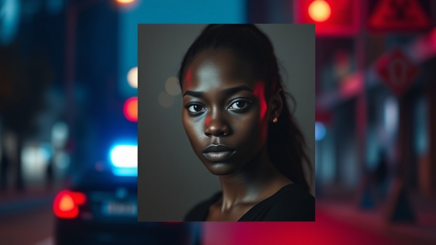 Police lights illuminate a young woman's portrait in austin breaking news scene.