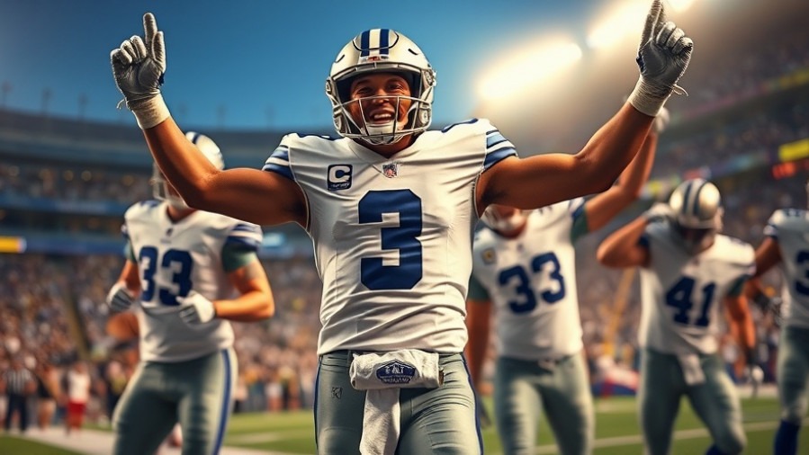 Dallas Cowboys player celebrates with teammates, showcasing NFL team culture and humor in sports.