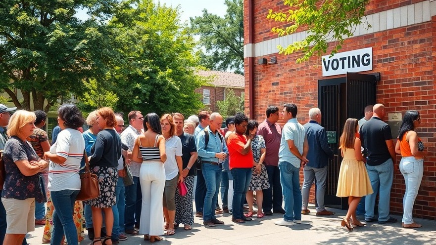 Diverse voters line up for early voting in Texas primaries, March 2026.