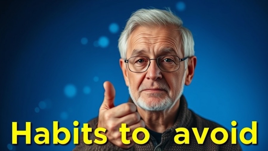 Focused older individual sharing longevity tips against a deep blue background.