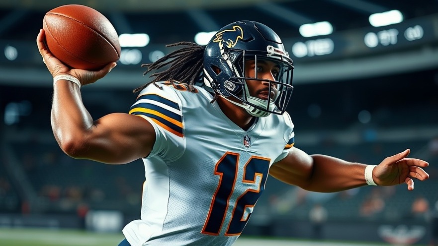 Dynamic athlete showcasing top fantasy football picks during NFL draft.