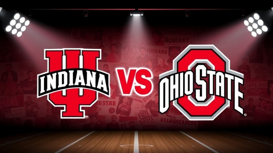 Bold sports graphic of Indiana Hoosiers vs Ohio State Buckeyes for Big Ten Championship.