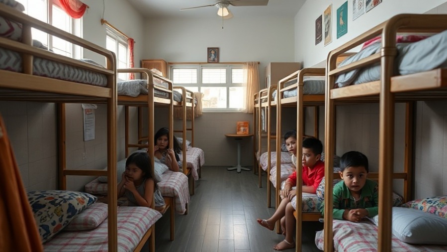 Immigrant children in dormitory highlighting detention facilities conditions under the Flores Settlement Agreement.