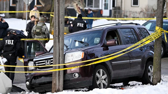 Minneapolis Mayor ICE comments illustration showing two serious men in suits.