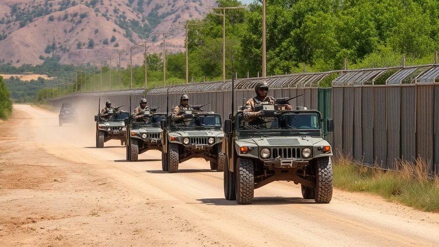 U.S. military patrolling the border, highlighting military presence at the border.