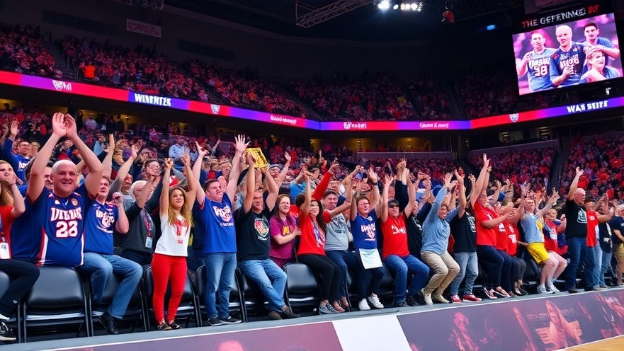 Cheering fans in the arena celebrating Houston Rockets news and sports highlights.