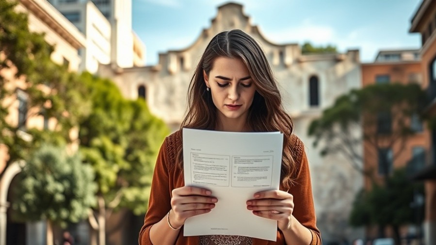 Texas Alamo Trust executive holding report in front of architectural backdrop.