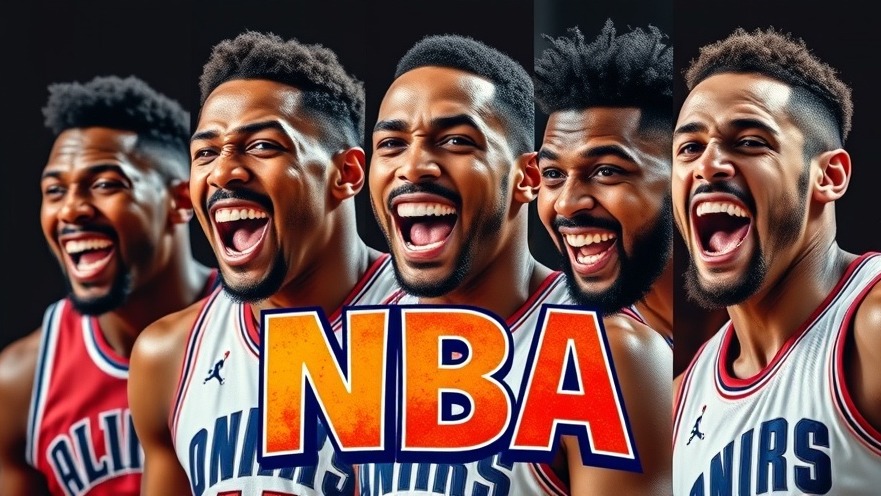 Dynamic NBA players showcasing excitement in basketball game highlights.