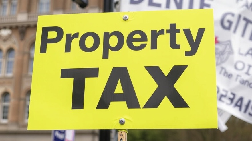 Sign for property tax protest highlighting how to protest taxes in Texas.