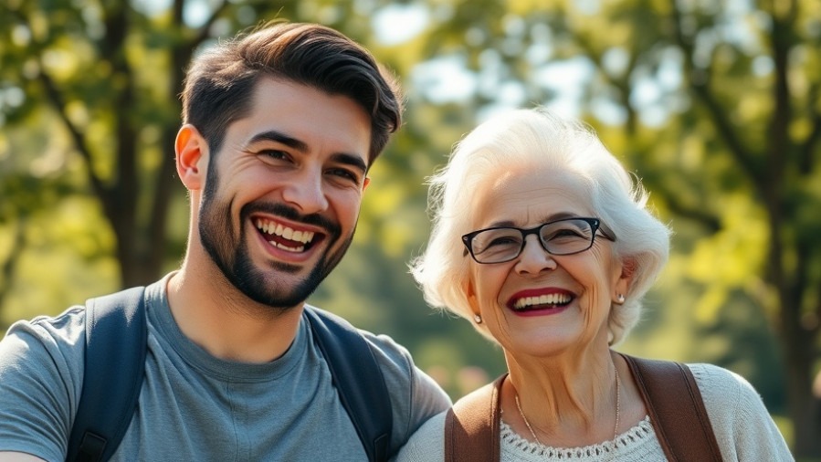 Young man and older woman enjoying a sunny day, symbolizing healthy relationships and emotional independence.