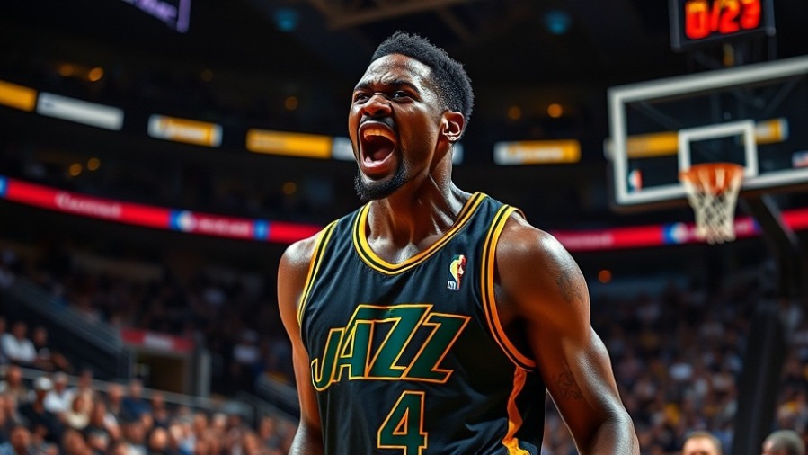 Emotional Utah Jazz player in action during a thrilling basketball game against the Chicago Bulls.