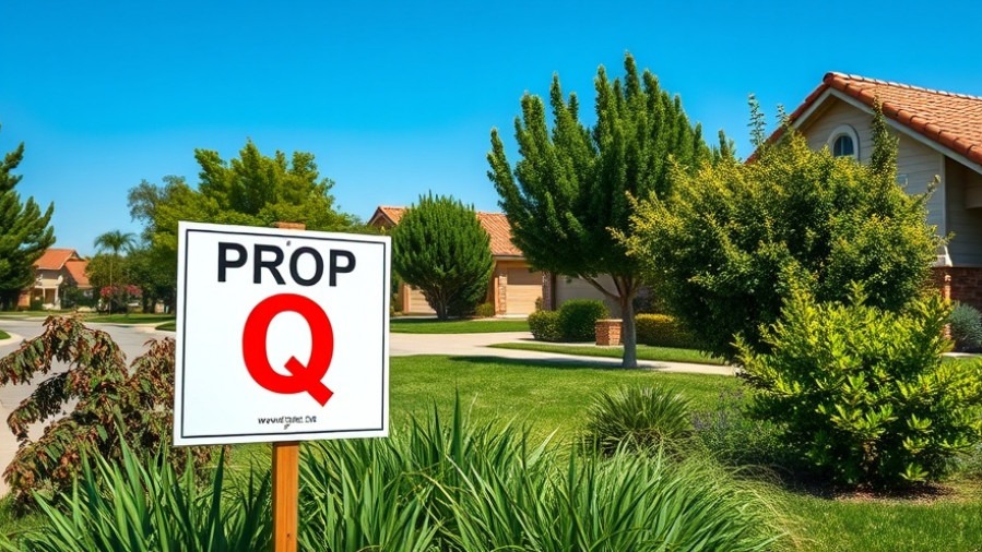 PROP Q campaign sign amid suburban homes, highlighting community concerns in Austin.