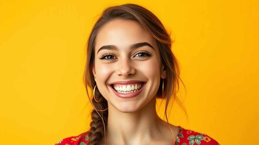 Cheerful young woman with vibrant smile on solid yellow background, embodying San Antonio business news.