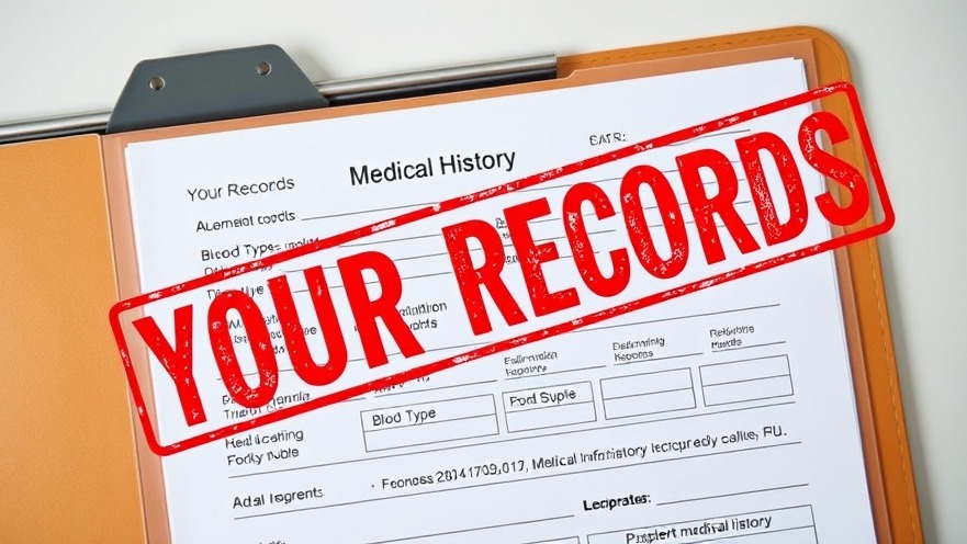 Medical file highlighting health information security risks and identity theft warnings.