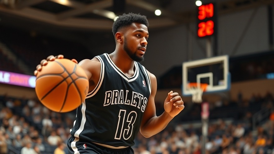Focused basketball player dribbling in a sports arena, showcasing March Madness excitement.