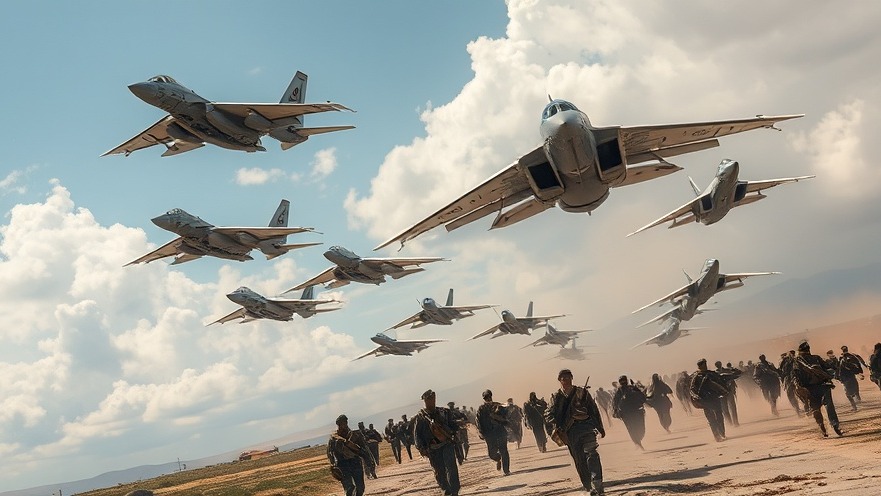 Air Force jets flying over army troops, honoring military service and supporting veterans.