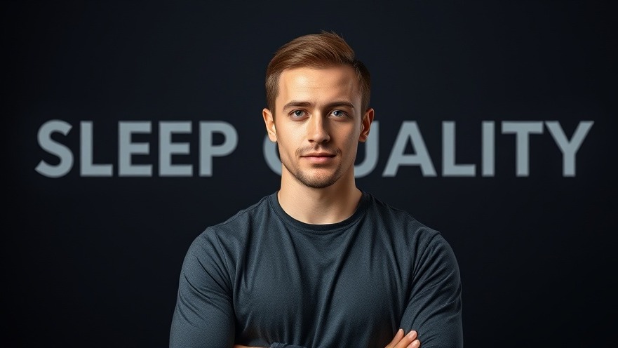 Confident man promoting sleep hygiene tips for seniors with bold 'SLEEP QUALITY' text.