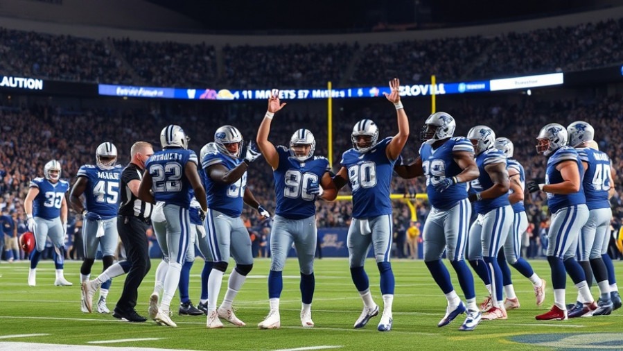 Dallas Cowboys players celebrating a key play, showcasing team performance and NFL strategies.