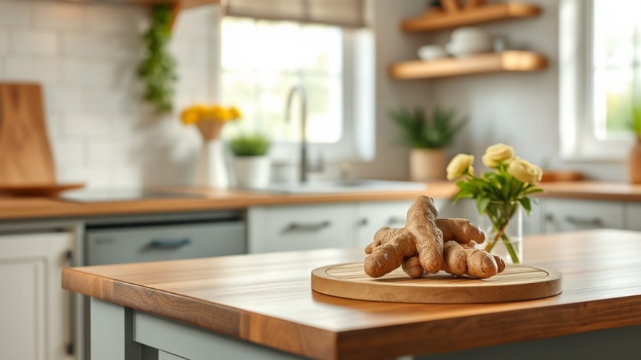 Ginger on a kitchen table, a natural sleep remedy for older adults.