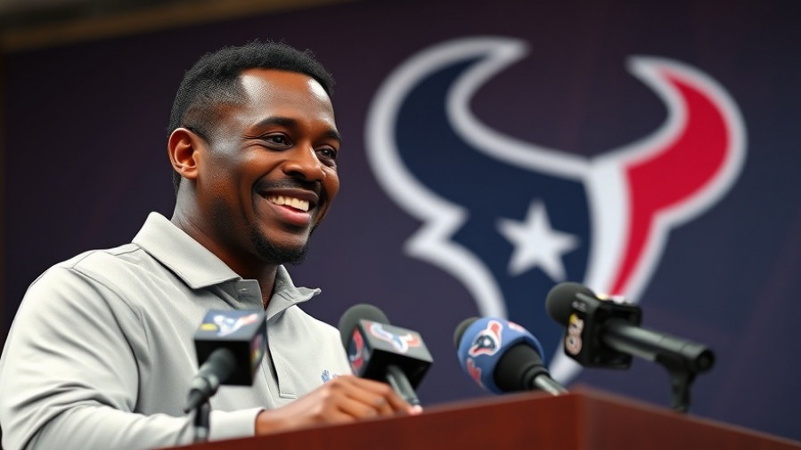 Confident coach speaks at press conference, showcasing Texans defense and team unity.