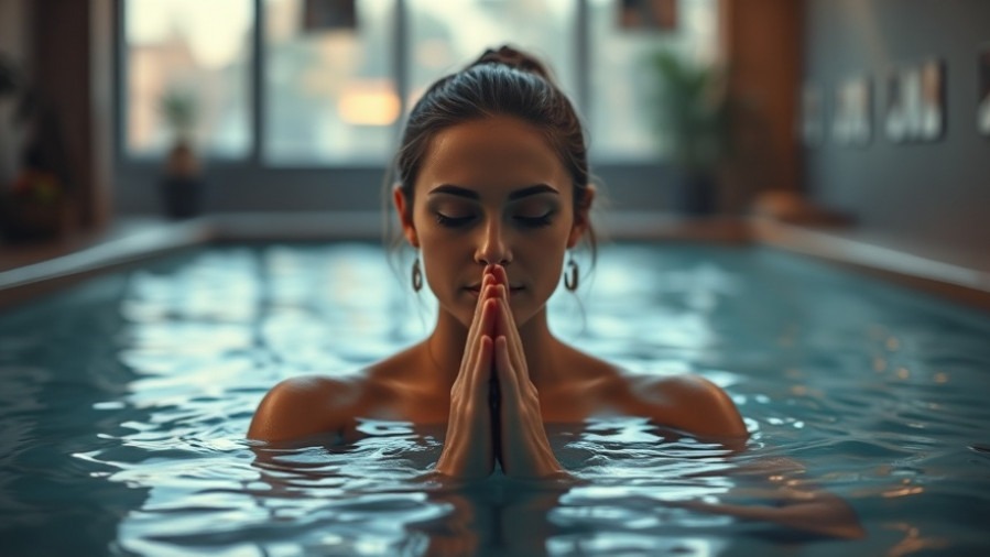 Young woman in cold plunge reflecting on wellness and fitness tips.