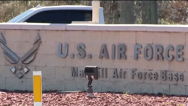 Florida air force base entrance under threat, news coverage.