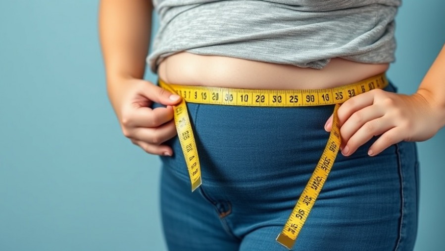 Obese woman measuring waist, highlighting natural sleep remedies for older adults.