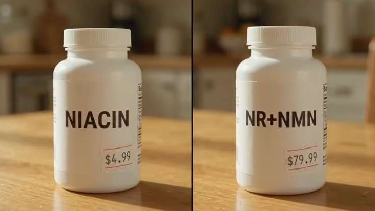 Breaking pill with bacteria, $5 Vitamin Beats Expensive NAD