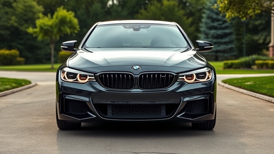 Black BMW car parked in Austin, highlighting traffic safety and pedestrian awareness.