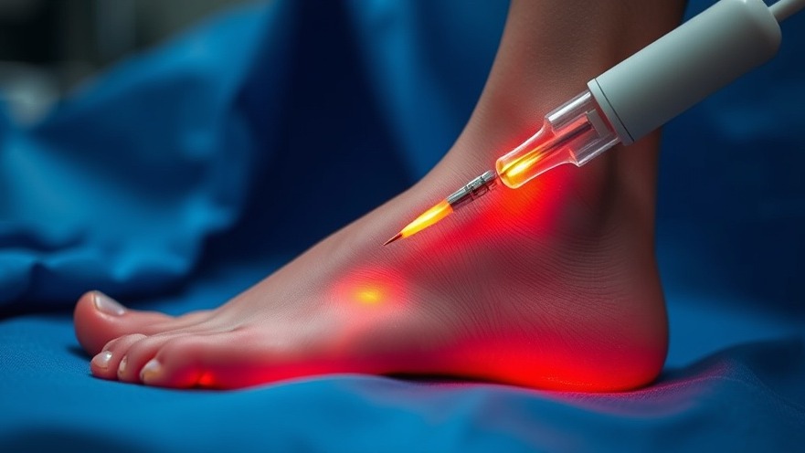 Hypodermic needle in foot, exploring pain management strategies for foot pain solutions.