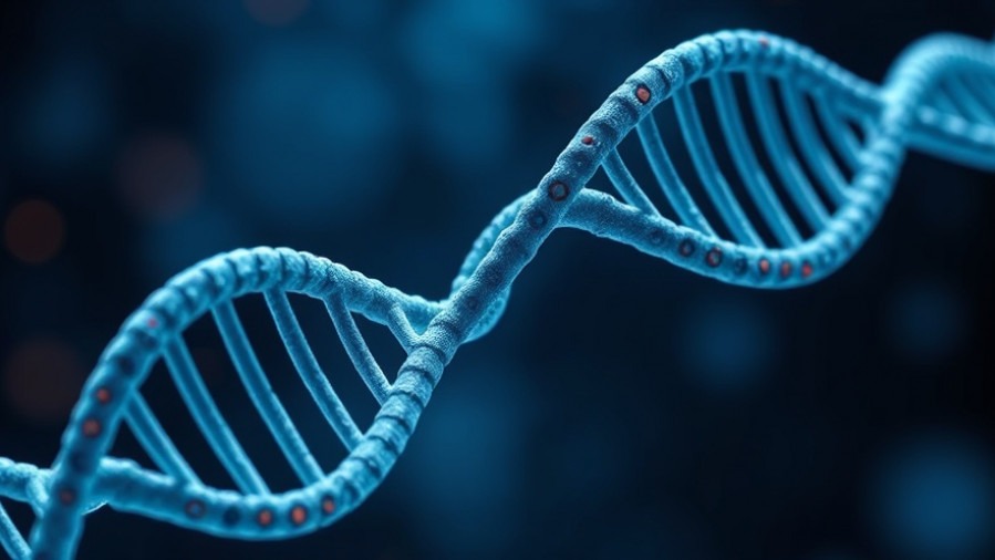 Conceptual image of a DNA strand highlighting gene therapy and biopharmaceutical innovation.